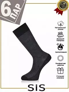 Мужские носки из модала LT6271 Sis черный (набор из 6х штук)